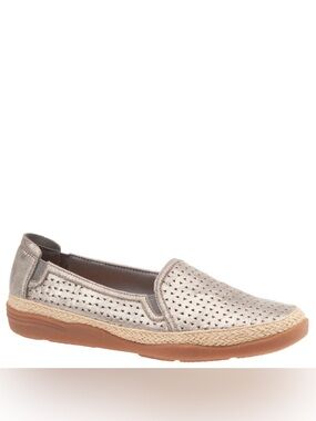 Clarks Metallic Silver Slip-On Espadrille Loafer Clarks Elaina Ruby (Women's) 7